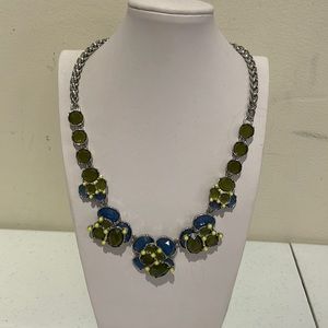 Talbots Green & Blue Glass Necklace with Silver Chain